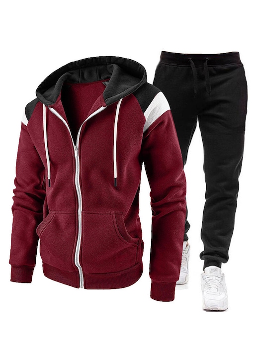 Set hanorac si pantaloni de trening, visiniu/negru