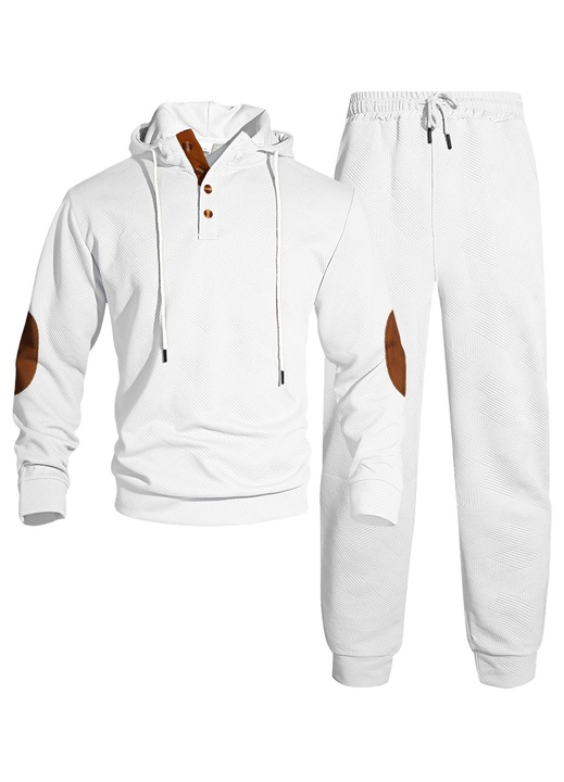 Trening casual pentru barbati, doua piese, hanorac si pantalondwqfwqdde trening, Alb
