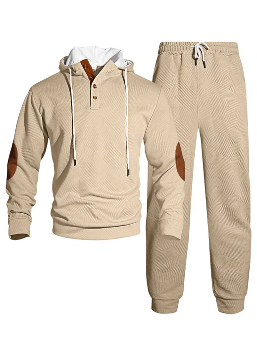 Trening casual pentru barbati, doua piese, hanorac si pantalondwqfwqdde trening, Bej