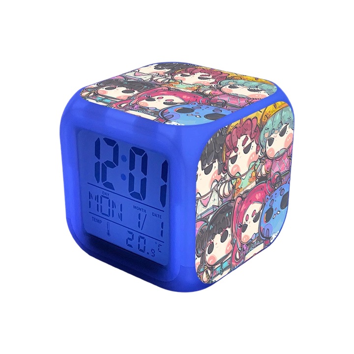 Ceas desteptator pentru copii cu model Witcher, lumini LED colorate, set decorativ pentru camerele fetelor