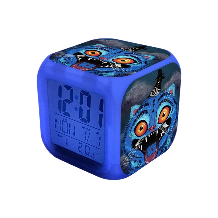 Ceas desteptator pentru copii, design Witcher, lumini LED colorate, set decorativ pentru camera.