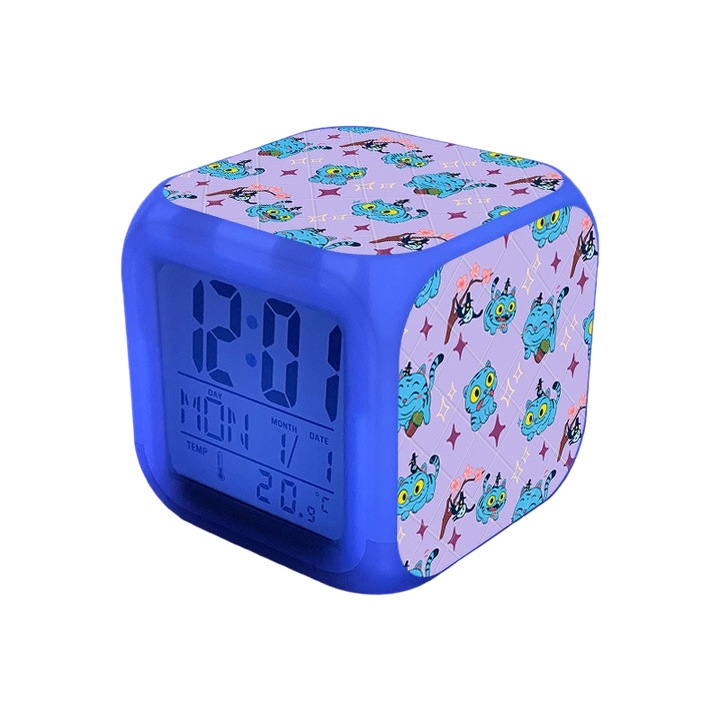 Ceas desteptator pentru copii cu model Witcher, lumini LED colorate, set decorativ pentru camerele fetelor