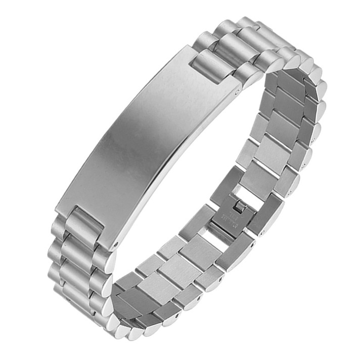 Bratara barbateasca din otel titan, detasabila, culoare otel