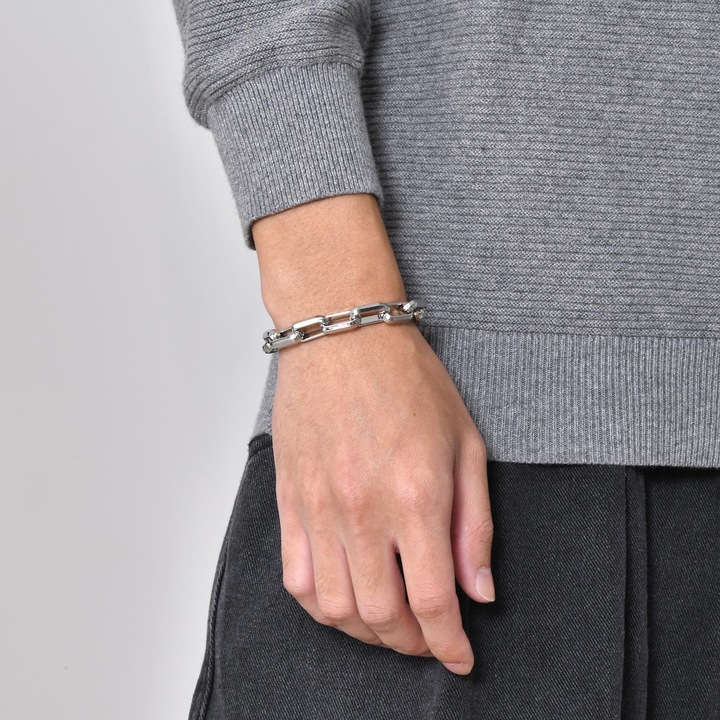 Bratara simpla barbati, inox, 21 cm, culoare otel