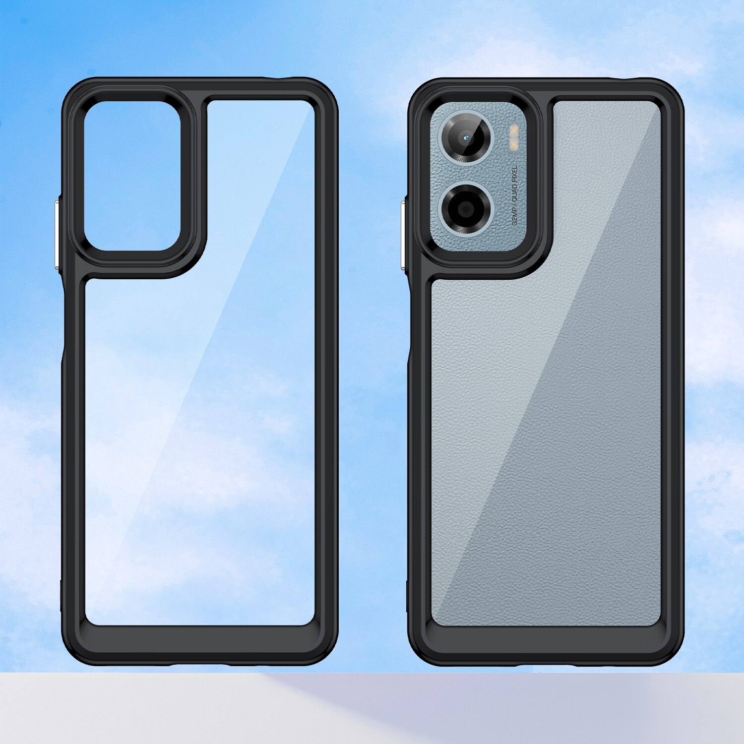 Husă telefon compatibil cu Motorola Moto G05 / E15, neagră transparentă, protecție 360°