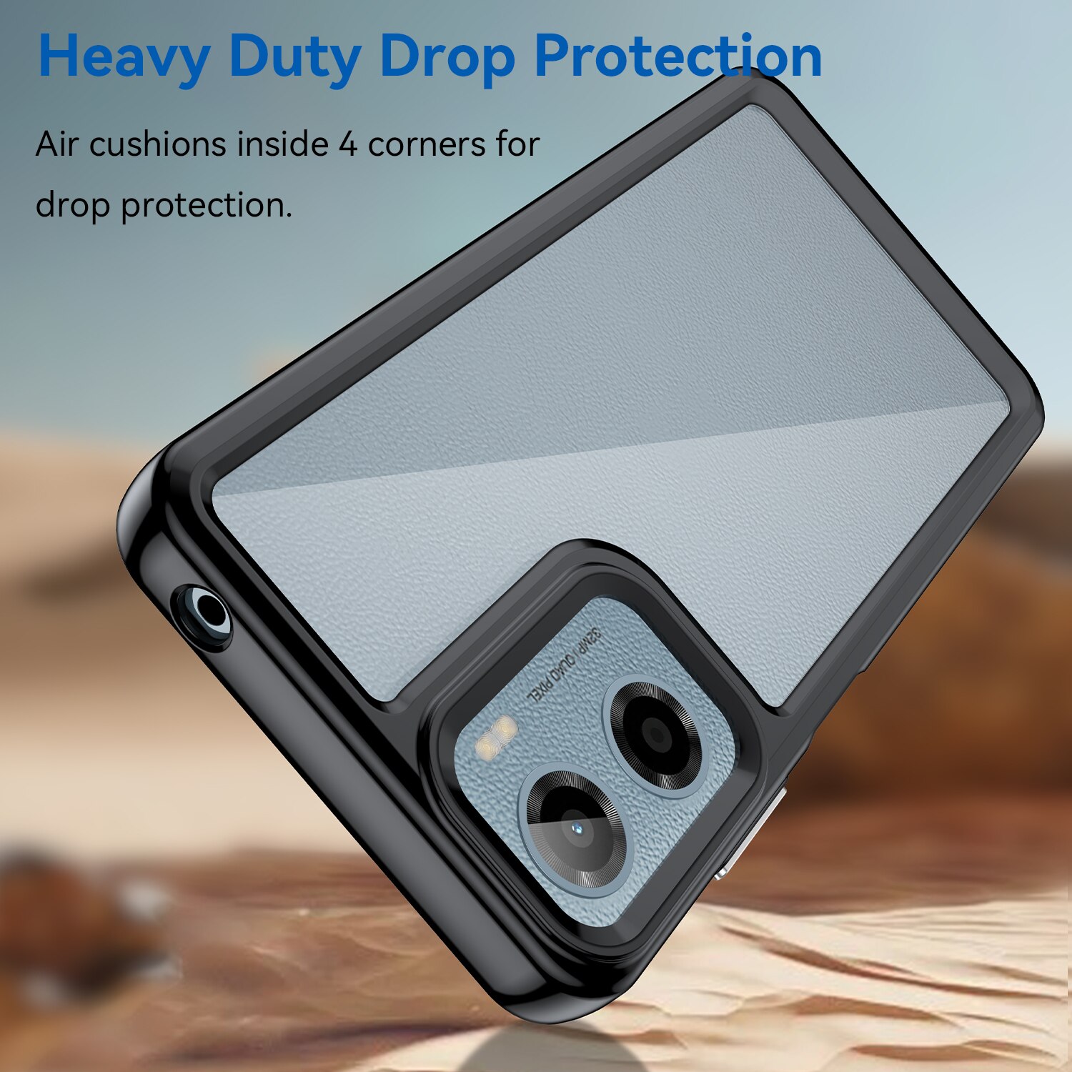 Husă telefon compatibil cu Motorola Moto G05 / E15, neagră transparentă, protecție 360°
