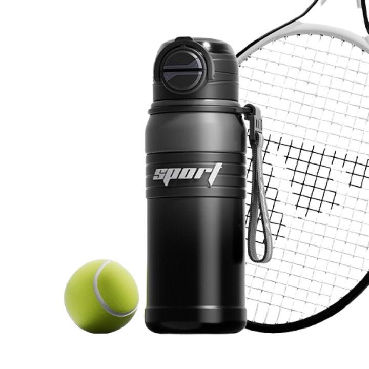 Cana termica, 316 otel inoxidabil, capacitate mare 680ml, design cu pai, pentru ciclism