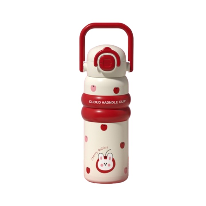 Cana termica, 316 otel inoxidabil, design estetic, capacitate 600ml, cu manere portabile si pai