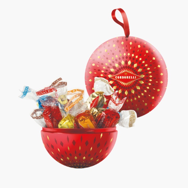 Glob de Craciun decorativ cu Bomboane Asortate Torroncini, Condorelli 100g