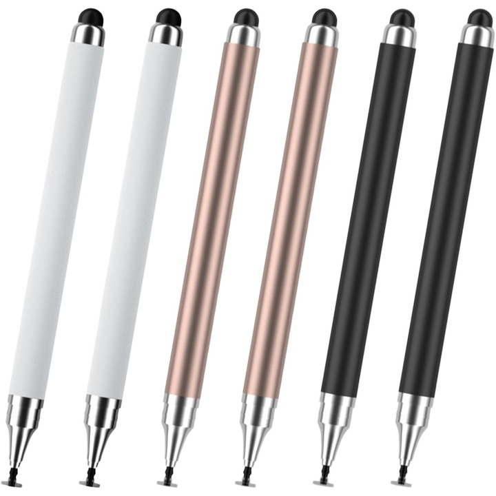 Set 6 stylus pen universale, SuooTci, 2-in-1, multicolor, compact, rezistent