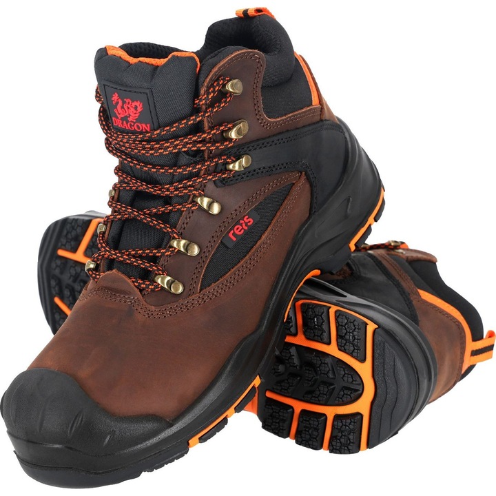 Bocanci de lucru S3, Reis, din piele de vaca, bombeu si lamela compozit, BRFINO 46 Maro