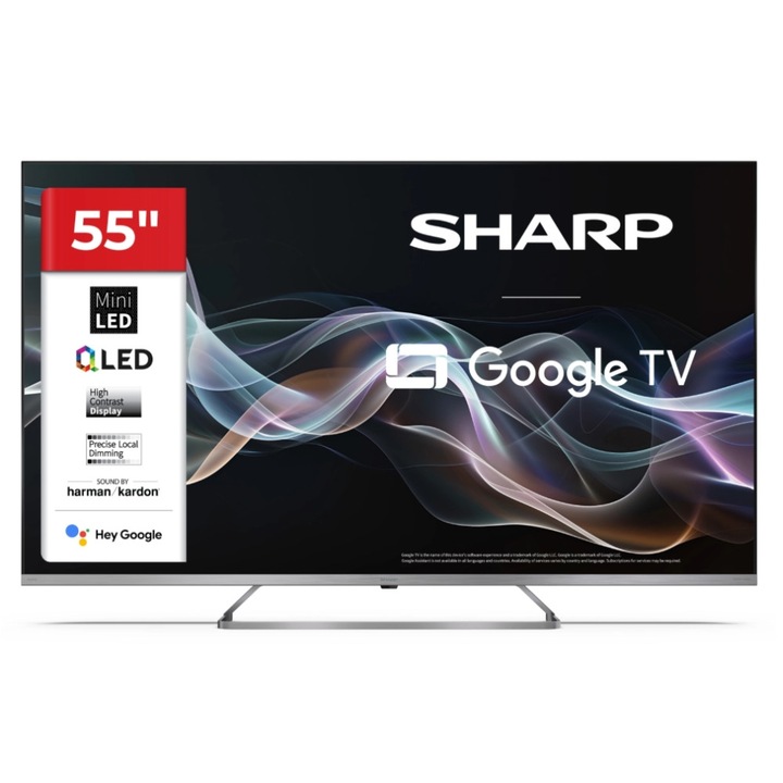 Телевизор Sharp 55JP7265E, 55" QLED Mini led Google TV, 4K Ultra HD 3840x2160 Frameless, AQUOS, DVB-T/T2/C/S/S2, Active Motion 1000, HDR10, Dolby Atmos, Dolby Vision, Google Assistant, HARMAN/KARDON, HDMI 2.1 with eARC, 3.5mm Headphone jack / li 55JP7265E