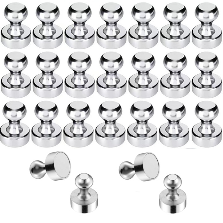 Set 25 magneti neodim Lunniquee, argintiu, 12x16mm, rezistenti la coroziune