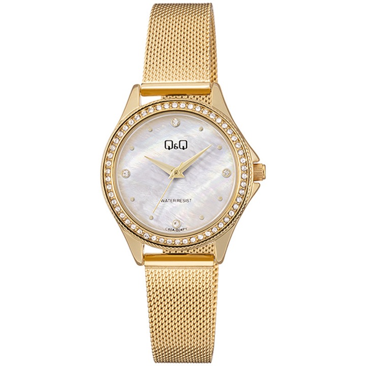 Női karóra, Q&Q C80A-004PY, analóg, fém szíj