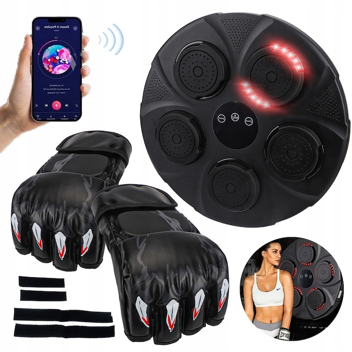 Minge de box montată pe perete, piele naturală, durabilitate, conectivitate Bluetooth, set complet cu mănuși și cablu USB