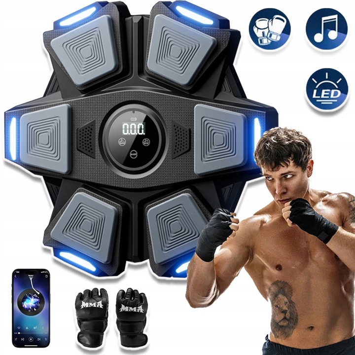 Dispozitiv Box Muzical LED, 9 Viteze, Contor Lovituri, Multicolor, cu Manusi Inclus