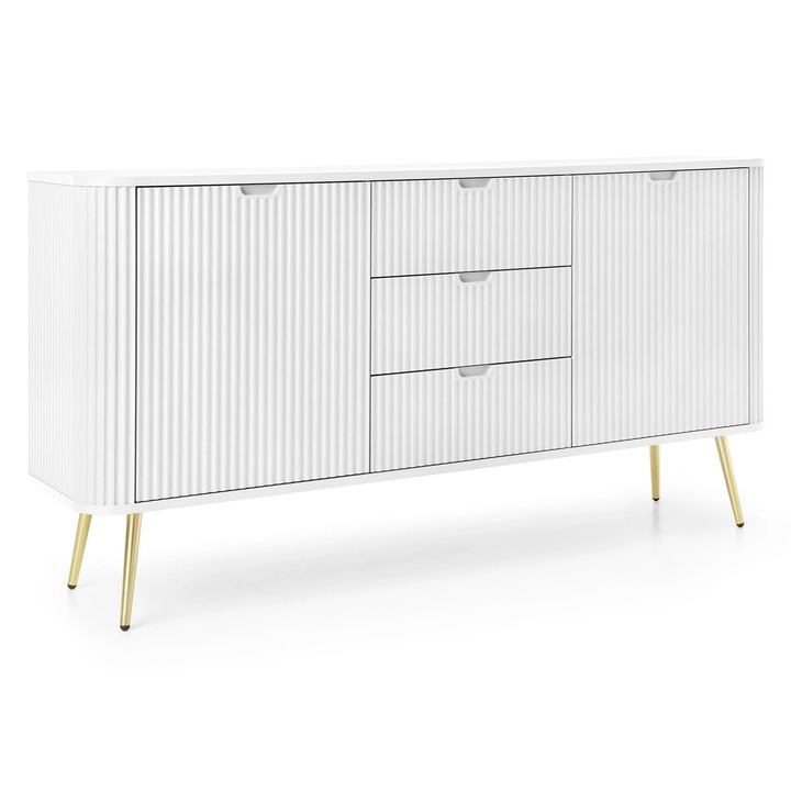 Bufet, Furnlux, Zova, alb, 3 usi, 3 sertare, 168x87x39cm