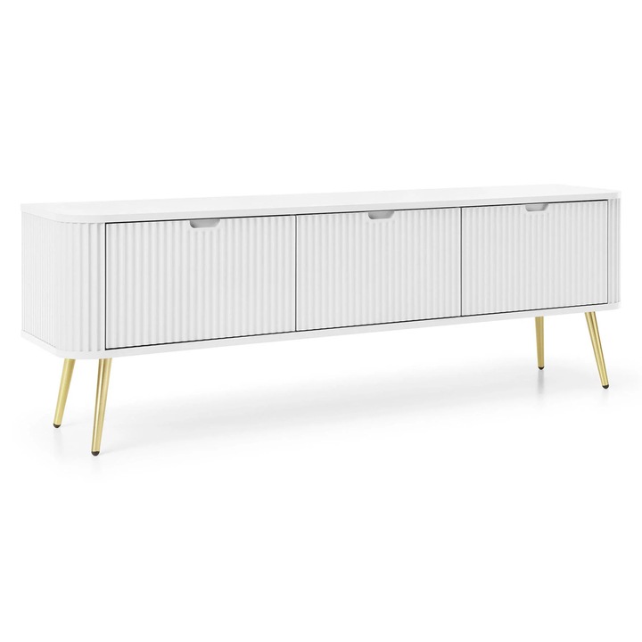 Set mobilă living, Furnlux, comoda TV Zova, alb, lemn, 168x57x39 cm