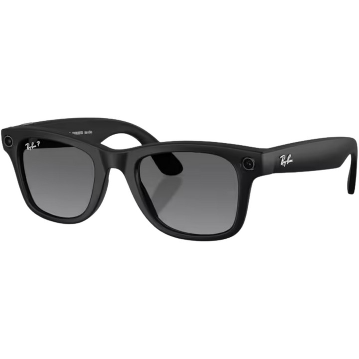 Ochelari Smart Ray-Ban Meta Wayfarer Gen2, Marime M, 50-22, 32 GB stocare, Camera Foto 12mp, 5 microfoane, difuzoare, Wifi 6, Meta AI, High Bridge Fit, Grafit, Negru-Mat