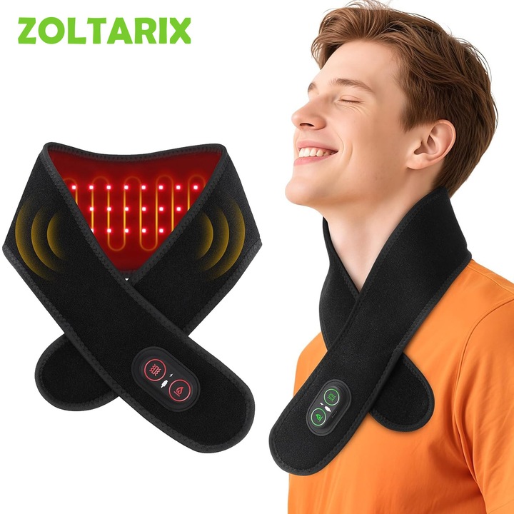 Incalzitoare Corporale, ZOLTARIX, Incalzitor Electric Pentru Gat, 3 nivele temperatura, 3 trepte de vibromasaj, Fara fir si reincarcabil, Portabil, cu lumina rosie 660nm 850nm,3000mAh