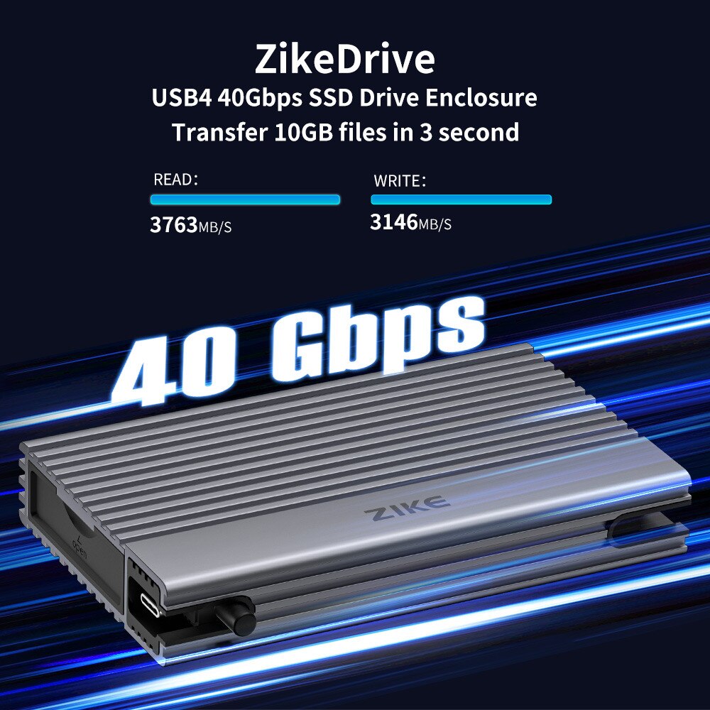 Carcasa SSD ZIKE Z666 USB4 40Gbps, 3811 MB/s citire, 3199 MB/s