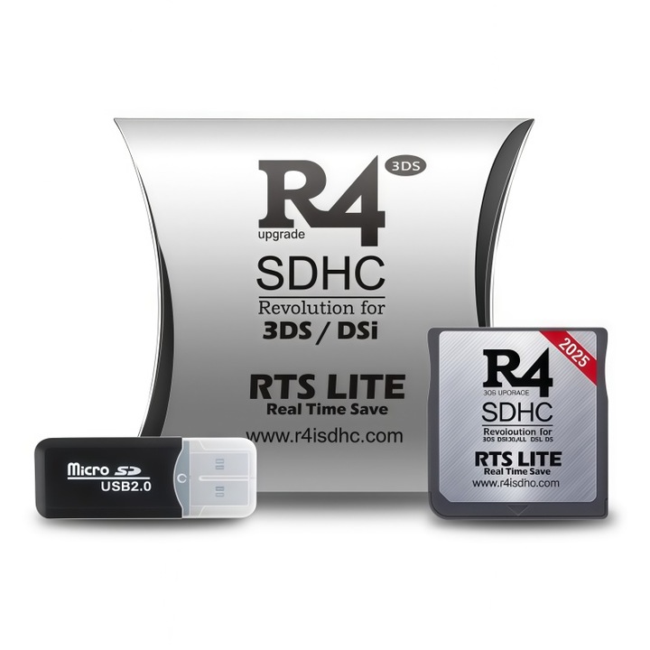 Card R4 SDHC RTS LITE 2025 pentru Nintendo DS/DSi/3DS, Compatibilitate Universala, Suporta MicroSD pana la 32GB, Functie RTS pentru Salvare in Timp Real, Acces Rapid la Jocuri, Instalare Usoara si Performanta Fara Intreruperi