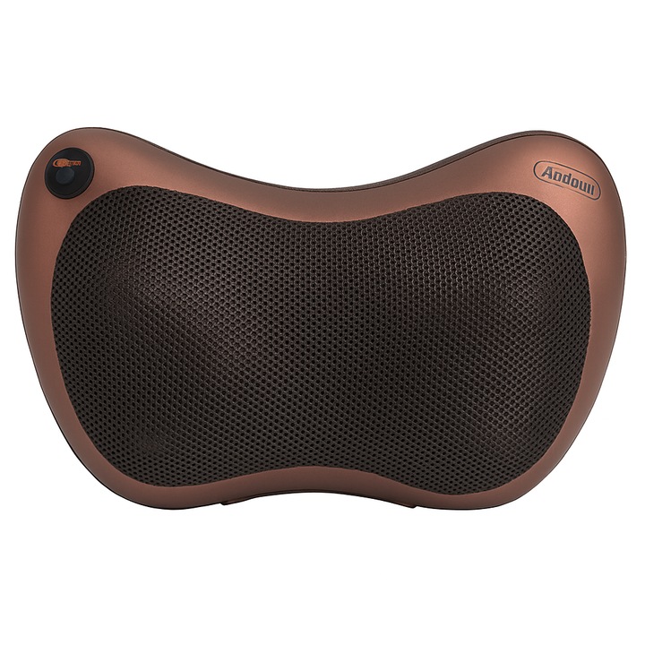 Aparat masaj tip perna relaxare electrica cu masaj cervical sau lombar, pentru gat si spate, functie de incalzire si infrarosu, cu 8 bile rotative, 20 W, 3 capete incalzire/masaj