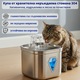 Фонтан за вода за котки, автоматичен диспенсър за малки кучета, поилка PRAXELL®, неръждаема стомана 304 2.5L, безшумна LED помпа, филтрация с активен въглен, 4 филтъра, адаптер за контакт, авариен резервоар, играчка с пера
