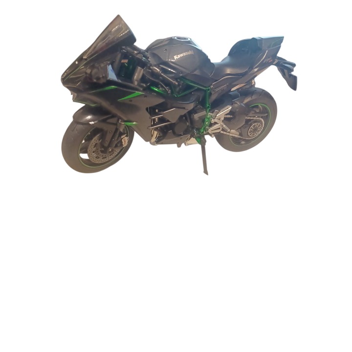 Мотоциклет Kawasaki Ninja H2R, Метален модел, лят под налягане, фини детайли, предно/задно окачване, мащаб 1:9, светлини и звуци, Д=23 см, В=12 см, Vision XXI