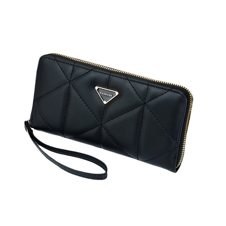 Női pénztárca cipzárral, nagy kapacitású, többszínű, kompakt méretek