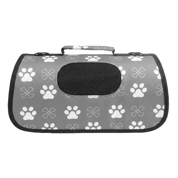 Geantă pliabilă pentru transport animale mici Nunbell, L, gri, 45x28x27cm