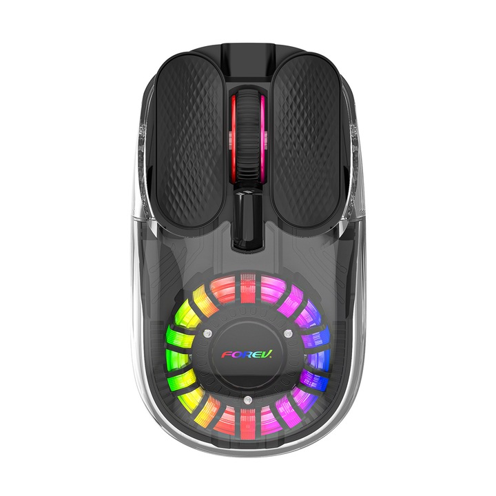 Mouse transparent, incarcare wireless, conectivitate duala, iluminare RGB, design ergonomic
