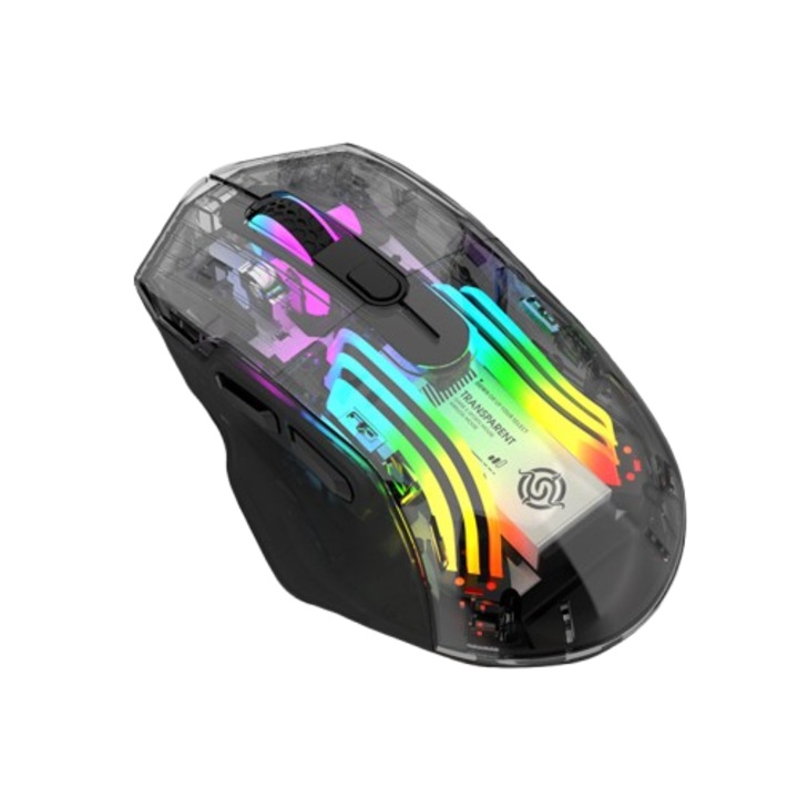 Mouse gaming, Transparent Shell, conexiune tri-mod, iluminare RGB, wireless