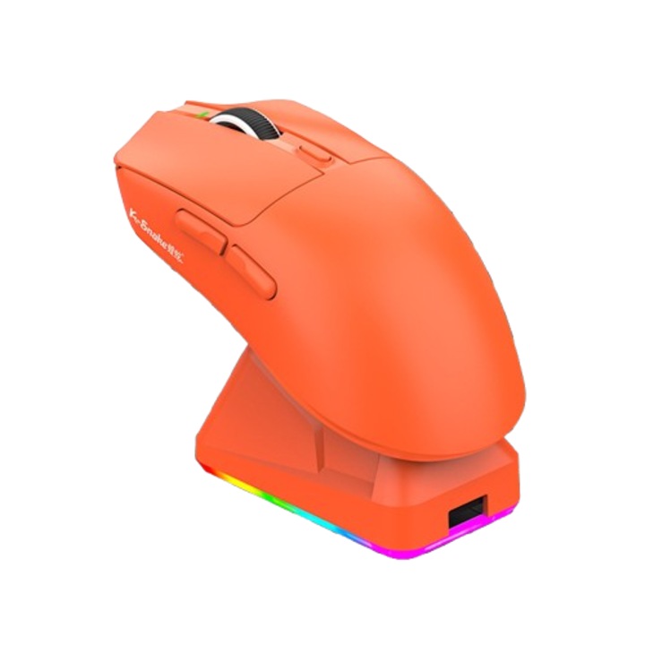 Mouse wireless, design usor, conexiune tri-mod, iluminare RGB, suport de incarcare