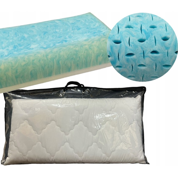 Perna ortopedică gel memory, suport gât, 72x32x10cm, fermitate medie