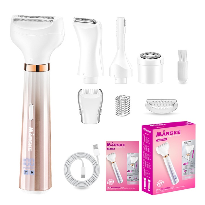 4-в-1 самобръсначки за жени с LED дисплей за батерията, устройство за премахване на окосмяване по лицето за жени, електрическа самобръсначка за тяло, крака, срамно окосмяване