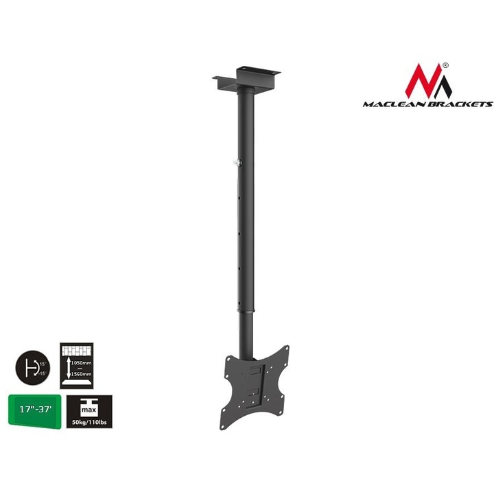 Поддръжка на таван Maclean MC-580, 17" - 37", 50 кг Черен