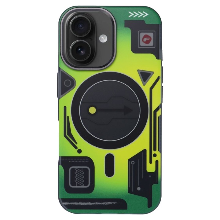 Védőtok Forcell F-Protect, Levels, Cyber green, Apple iPhone 16-hoz, Többszínű