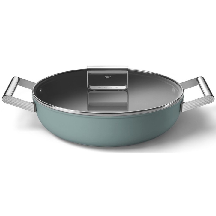 Касерола Smeg DPF2812EGM, Обем 4.3 л., Диаметър 28 см, Изумрудено зелена