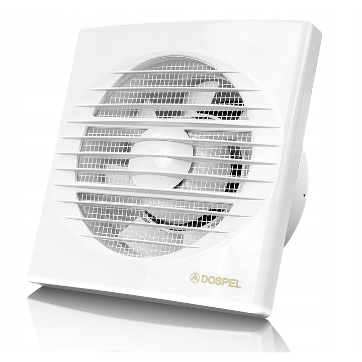 Ventilator Baie, Dospel, Rico 120 WP, Intrerupator Cu Snur si Stecher, Silentios si Eficient, Protectie Anti-Insecte, Carcasa Rezistenta UV (Nu se Ingalbeneste), Calitate Poloneza, Montaj Perete sau Tavan, fi 120 mm, 150 m3/h, Alb