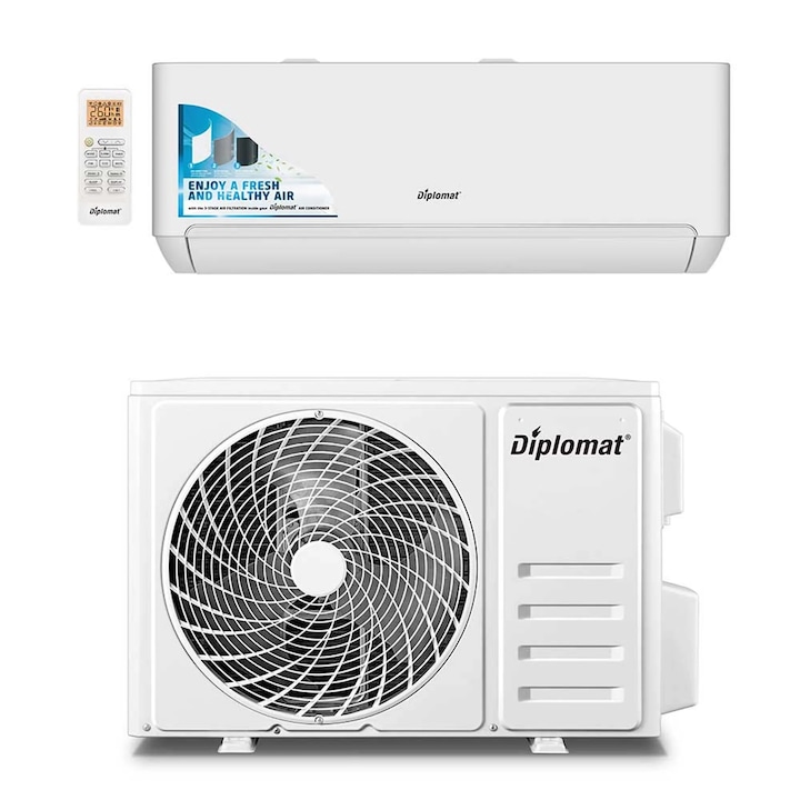 Климатик DIPLOMAT DAW-120X, Smart Winter, 12000 BTU, Инверторен, WiFi контрол, I Feel функция, Интелигентно размразяване, A++, Бял