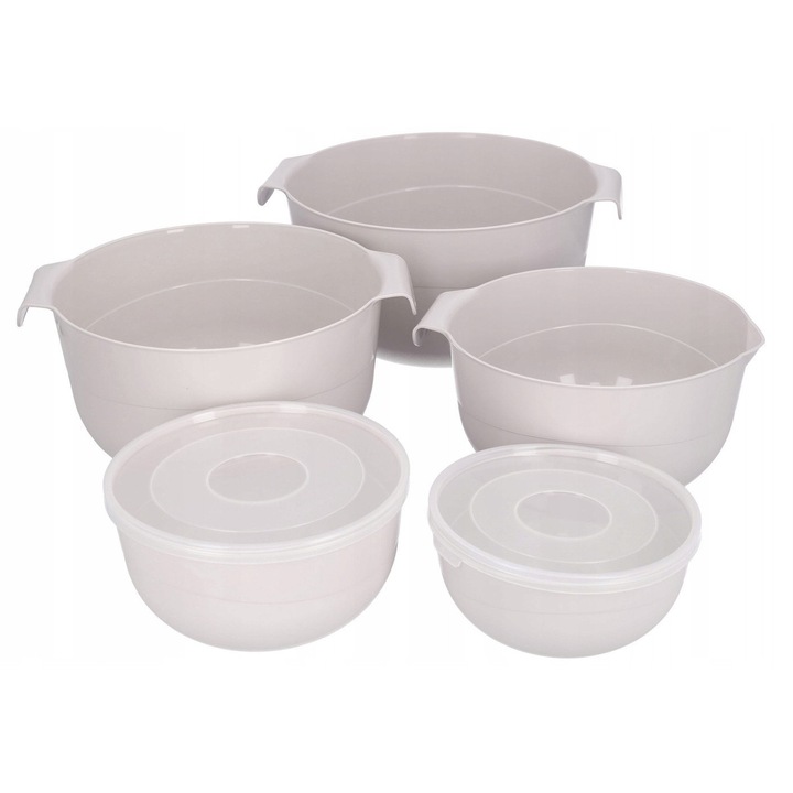 Set Boluri Multifunctionale cu Strecurătoare și Capace, 5 Piese, Plastic, Diverse Dimensiuni