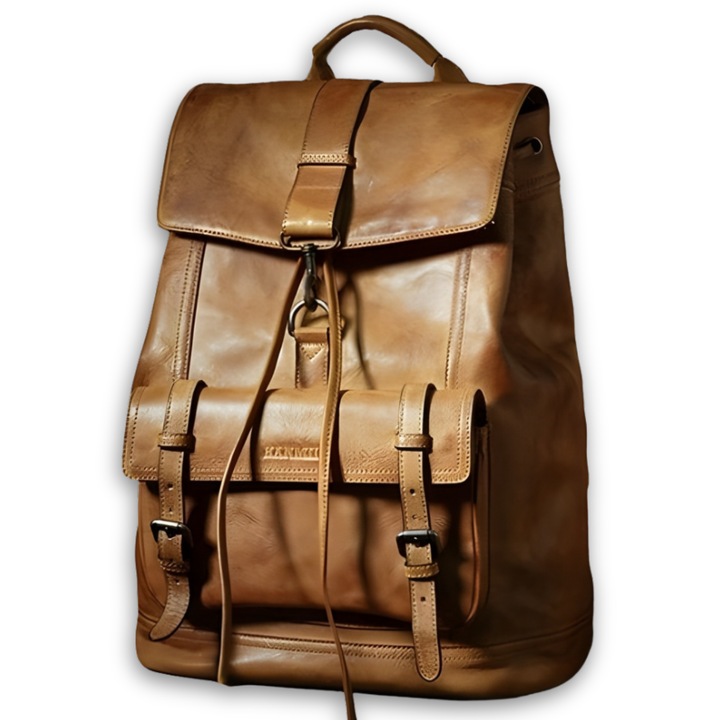 Rucsac din piele naturala, vintage premium, compartiment laptop 17 inch, handmade, 45x33x17 cm, compartimente multiple, design elegant si durabil, maro