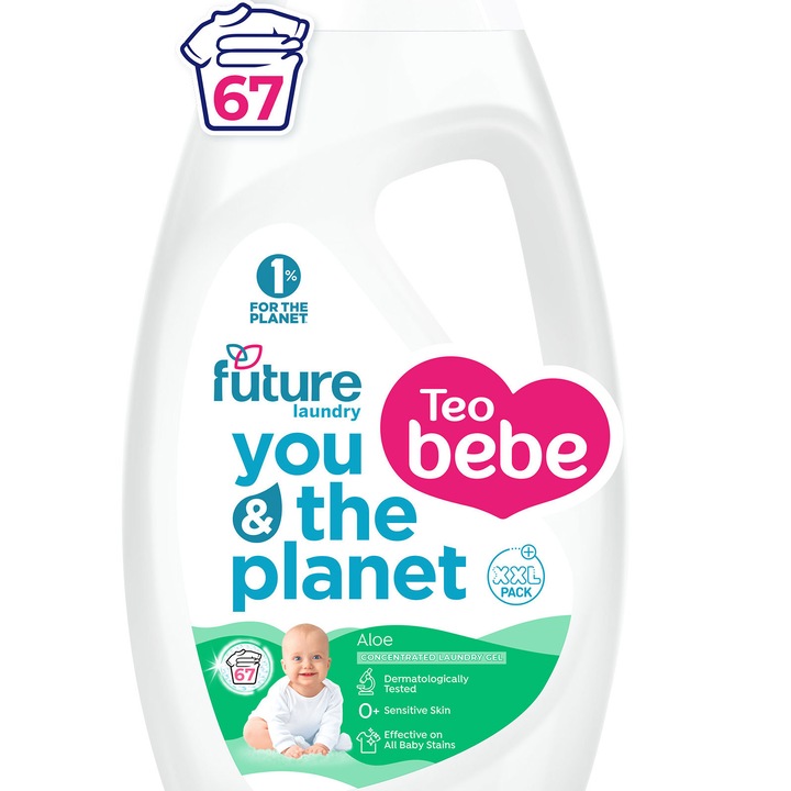Future Detergent gel de rufe pentru bebelusi, concentrat, Aloe, 2.7L, 67 spalari