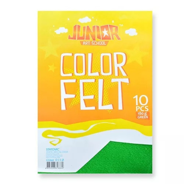 Set foi fetru A4, 10 coli, Verde, Junior