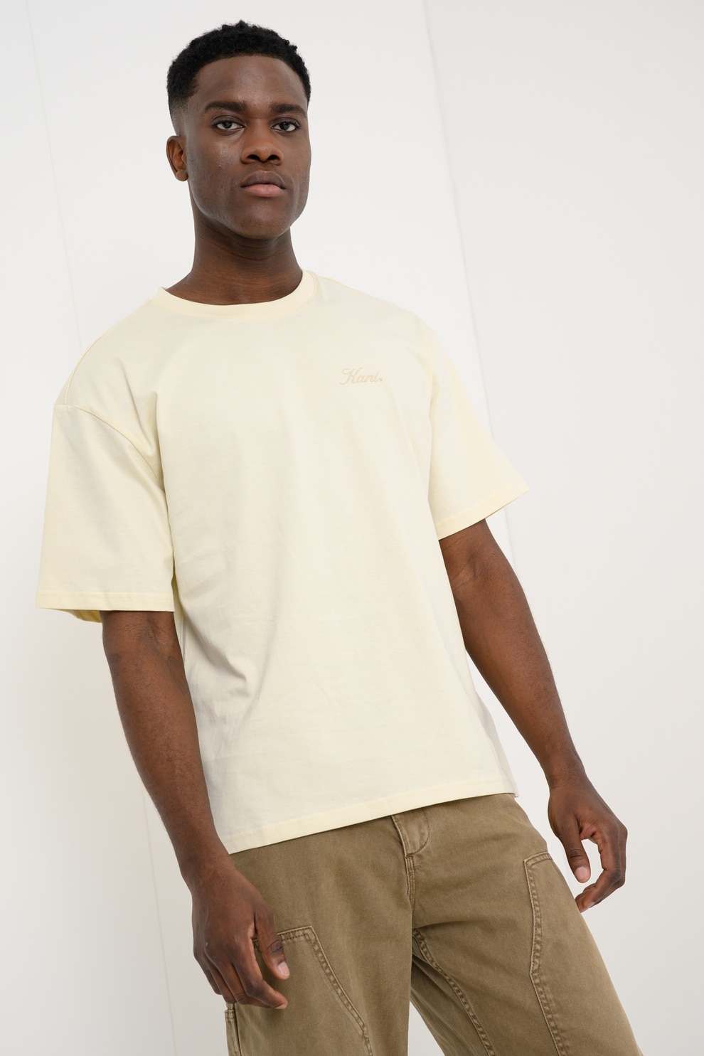 Karl Kani, Tricou din bumbac cu imprimeu pe partea din spate, Bej deschis, L