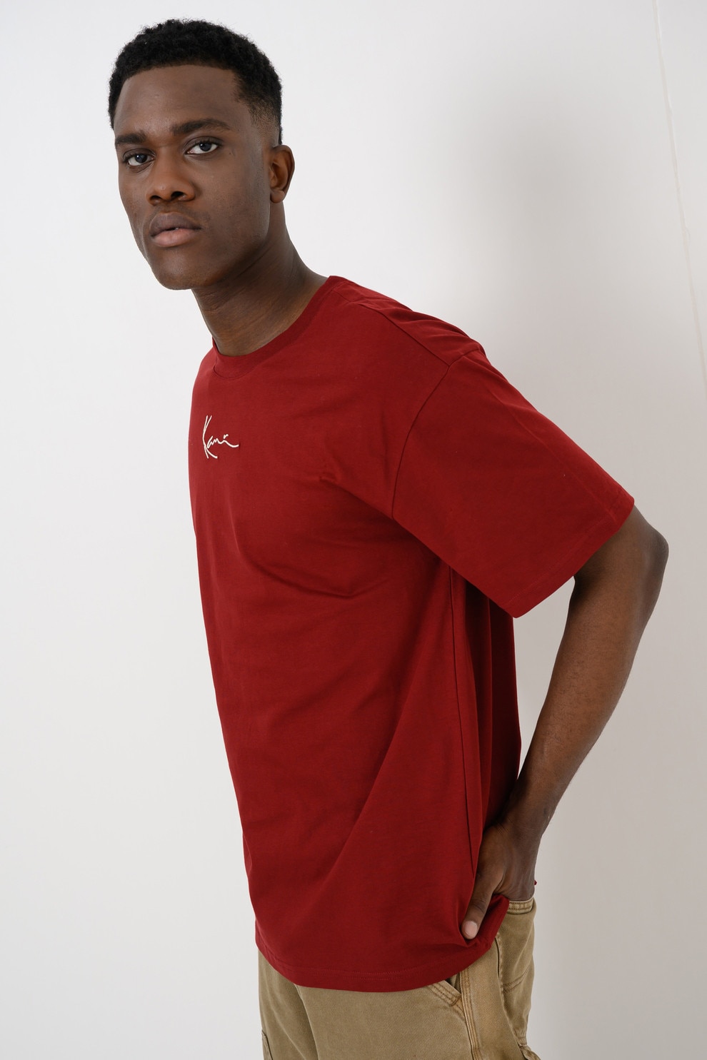 Karl Kani, Tricou regular fit din bumbac cu detaliu logo, Visiniu, L