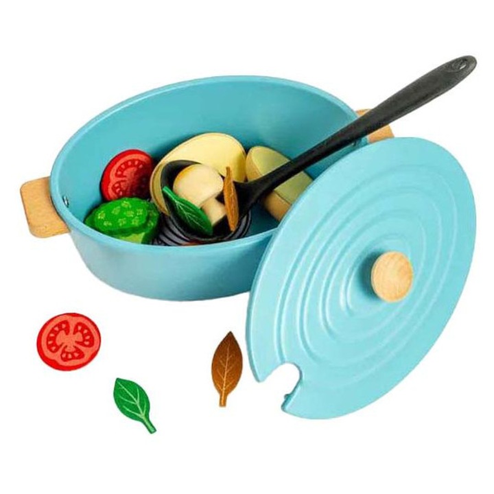 Bigjigs fa sütőedény játék szett, 17 darabos