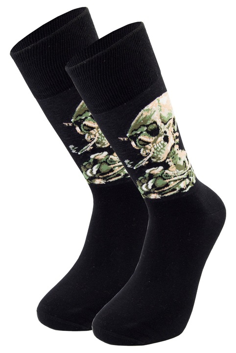 Sosete colorate haioase din bumbac pieptanat, Newtone, D046, Fara cusatura, Model Smoking Kills, 40-45 EU