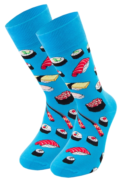 Sosete colorate haioase din bumbac pieptanat, Newtone, D049, Fara cusatura, Model Sushi, 40-45 EU